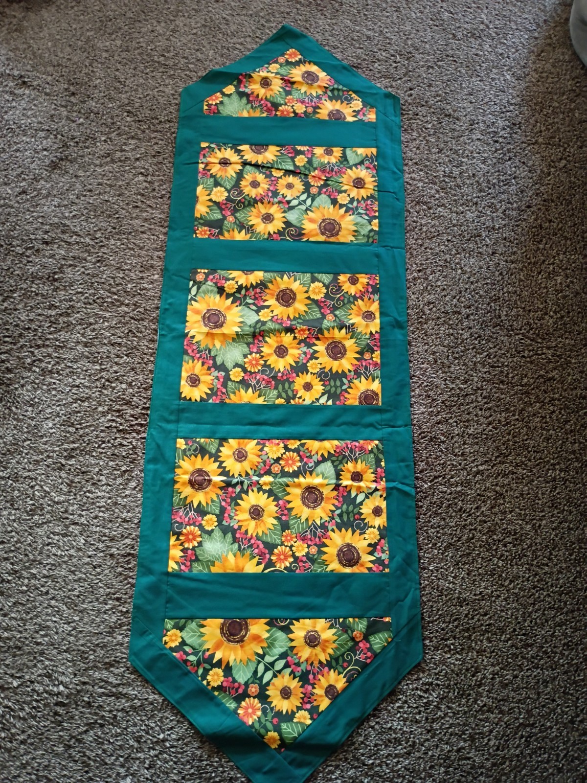 Handmade Tablerunner 17.5×57 In. Sunflowers 100% Cotton