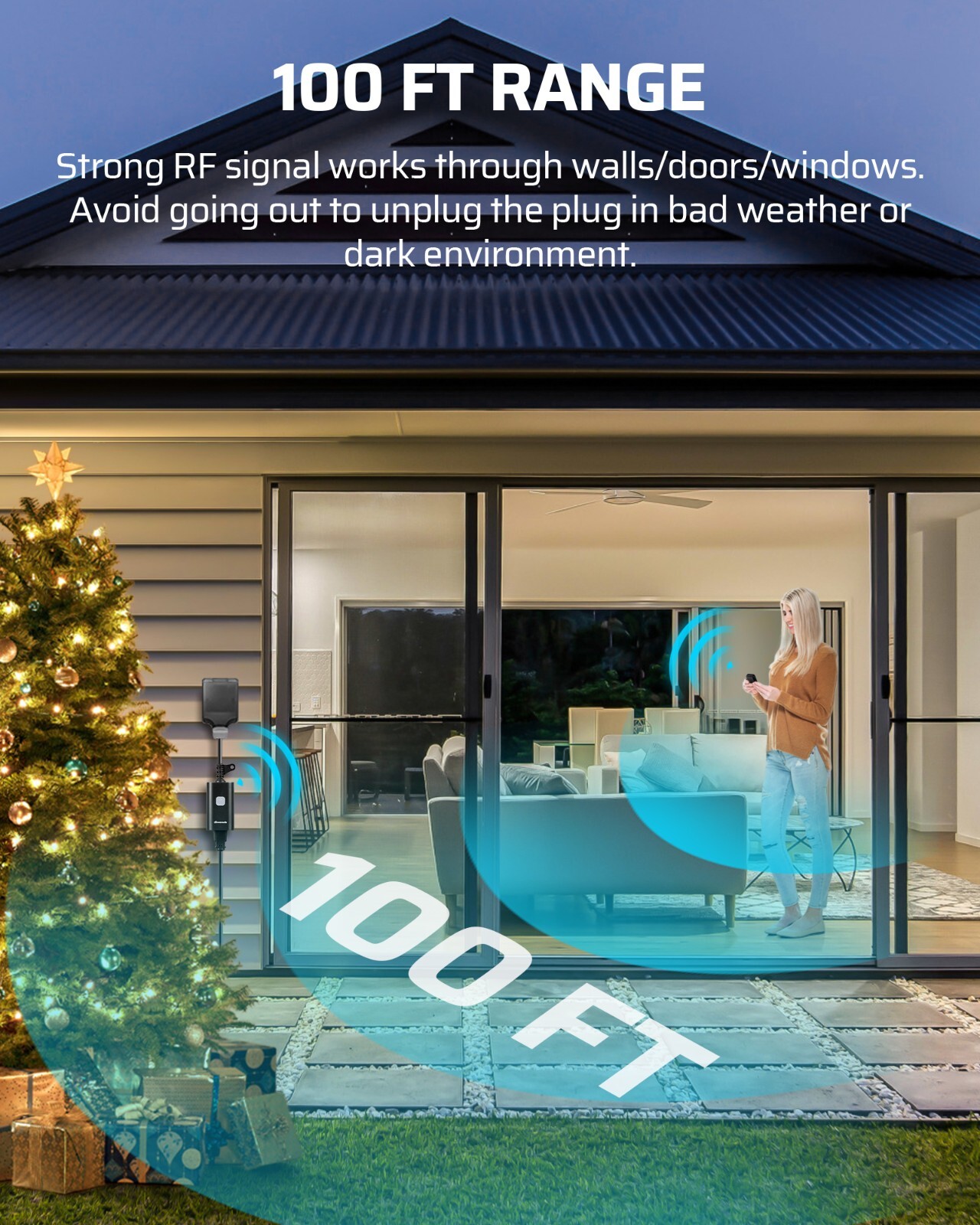 DEWENWILS Outdoor Remote Control Outlet, 15A Wireless Remote Control Switch,