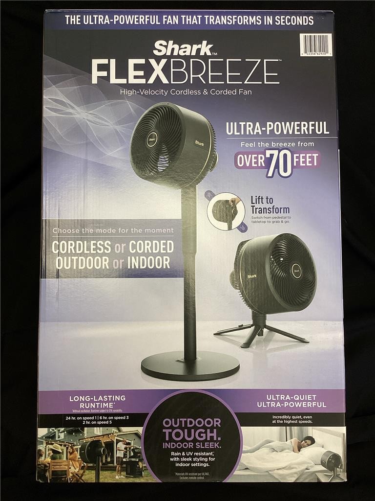 + Shark FlexBreeze Outdoor and Indoor Fan Cordless & Corded Pedestal FA202 NEW