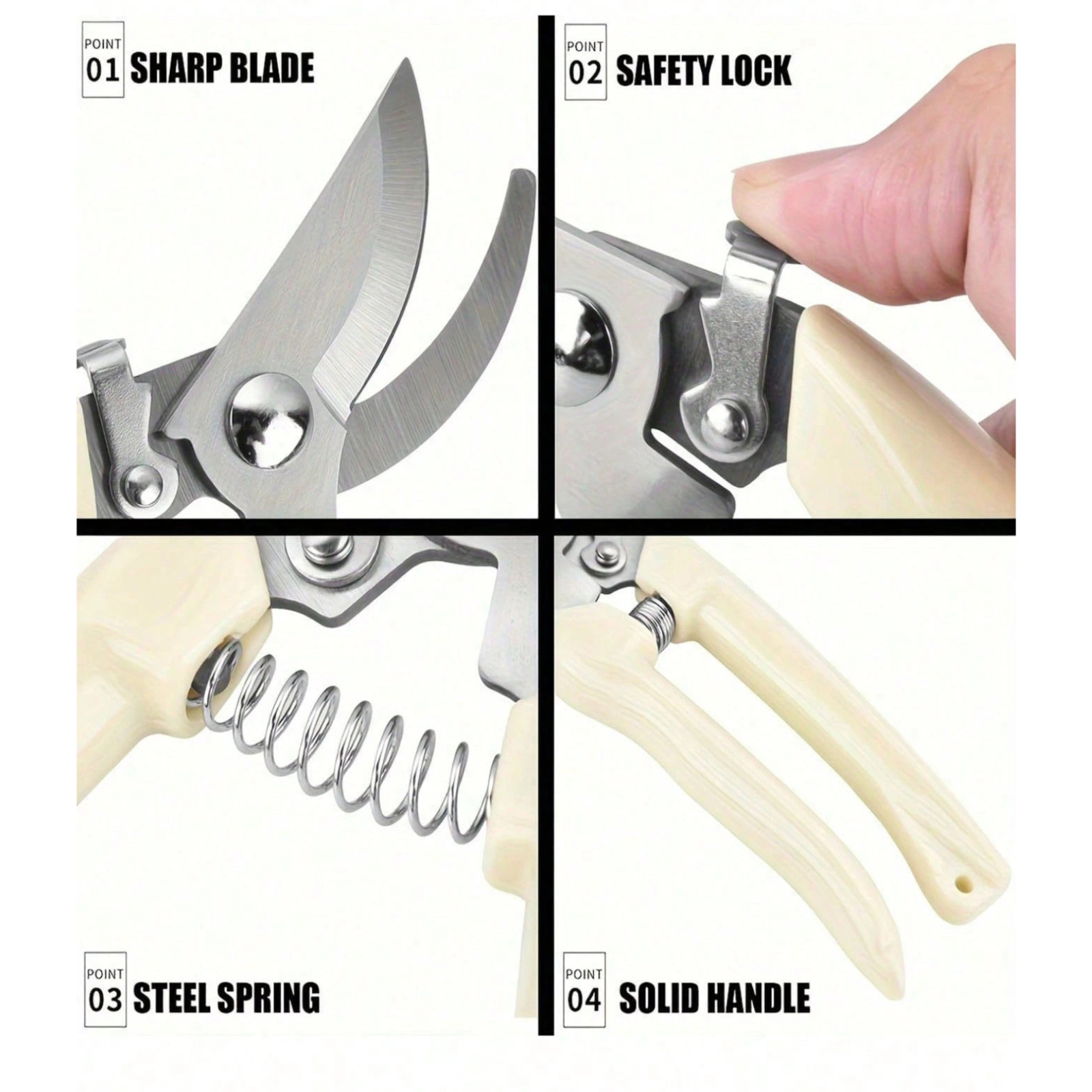 Pruning Shears Sharp Stainless Steel Garden Shears Bypass Garden Scissors Blades