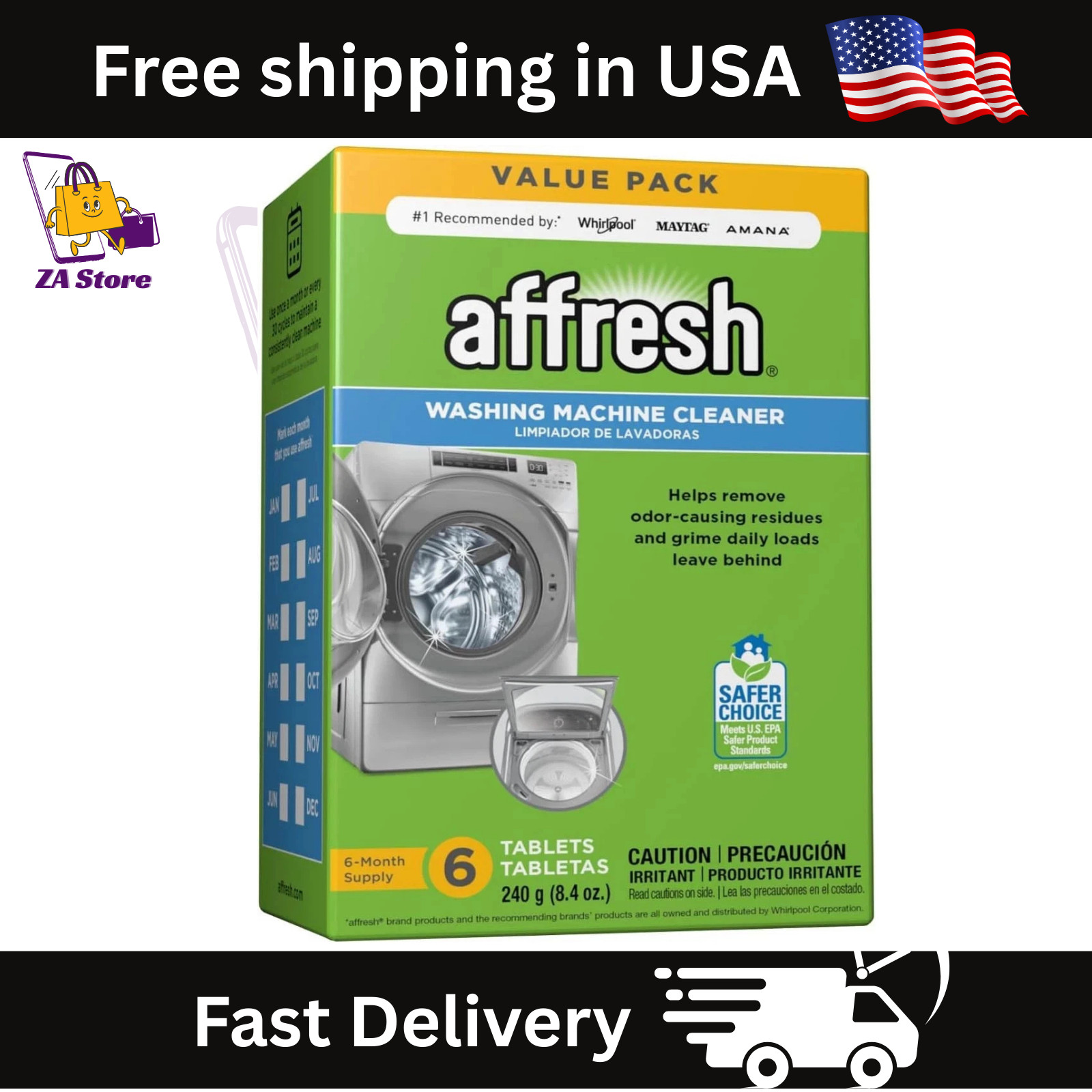 Affresh Washing Machine Cleaner, 6 Month Supply, Cleans Front Load and Top Load