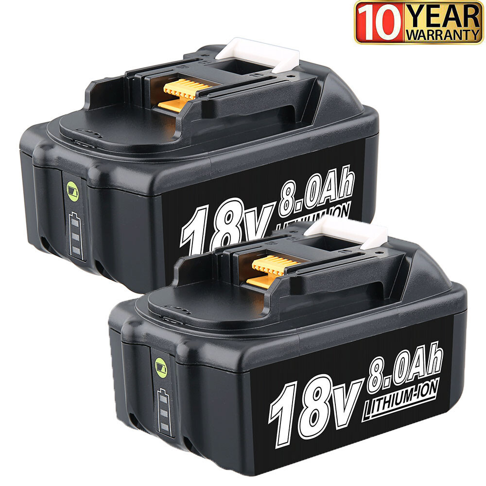 2 PCS 18V Extended Capacity 8.0Ah Battery for Makita Power Tool BL1860 BL1860B