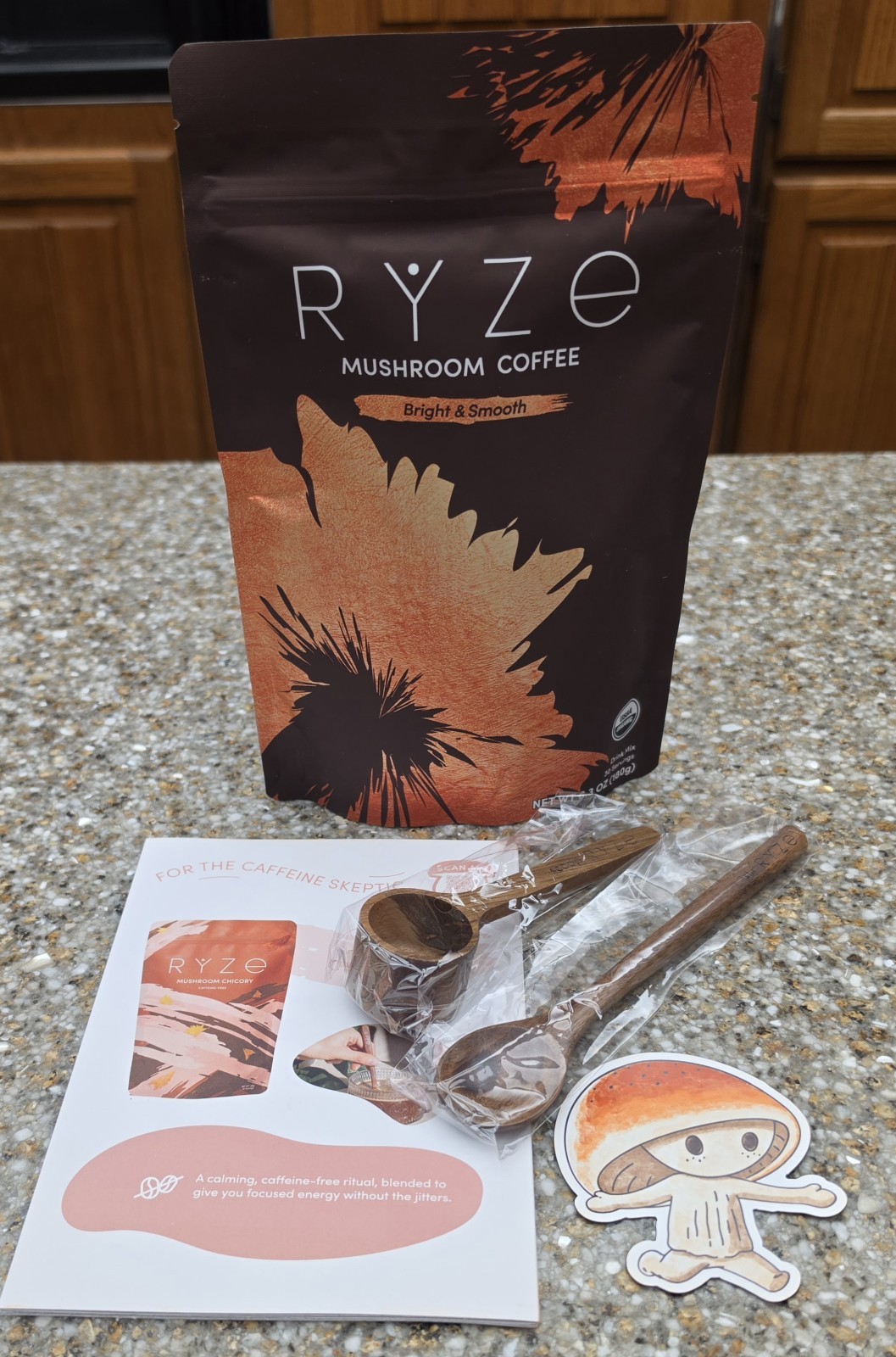 Ryze Mushroom Coffee 30 Servings Starter Kit With 2 Wooden Scoops Booklet