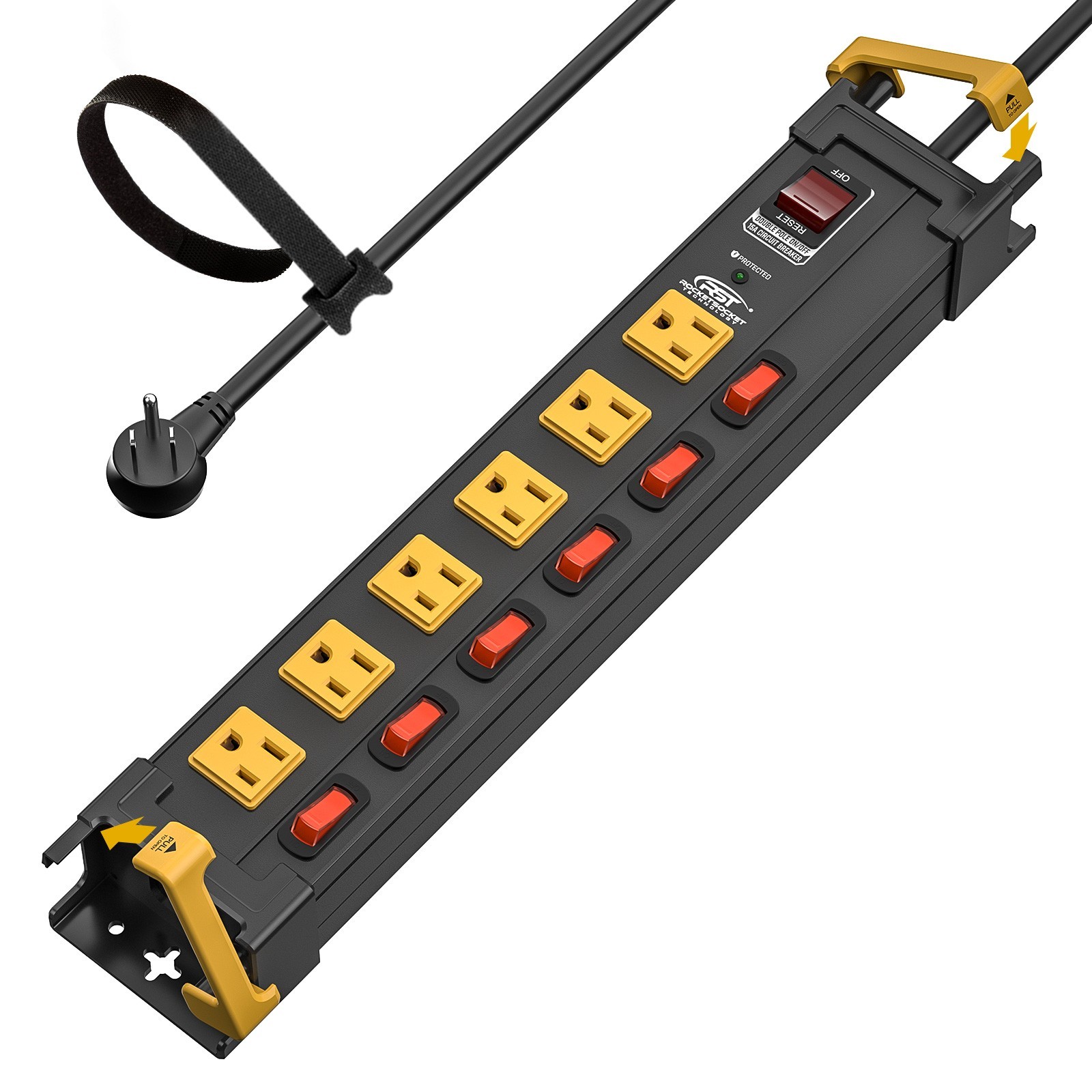 6-12 Outlet 1020J Surge Protector Power Strip with Individual Switch 9ft Cord