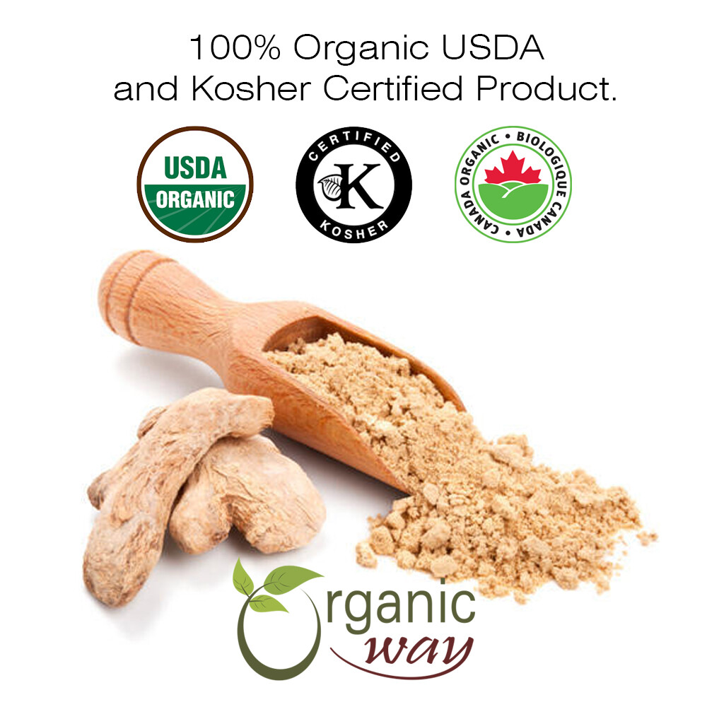 Organic Way Ginger Root Powder – Organic, Kosher & USDA Certified (1/2LBS / 8Oz)