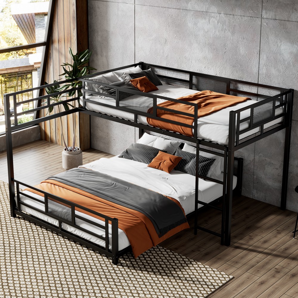 L Shaped Metal Twin over Full Size Bunk Bed