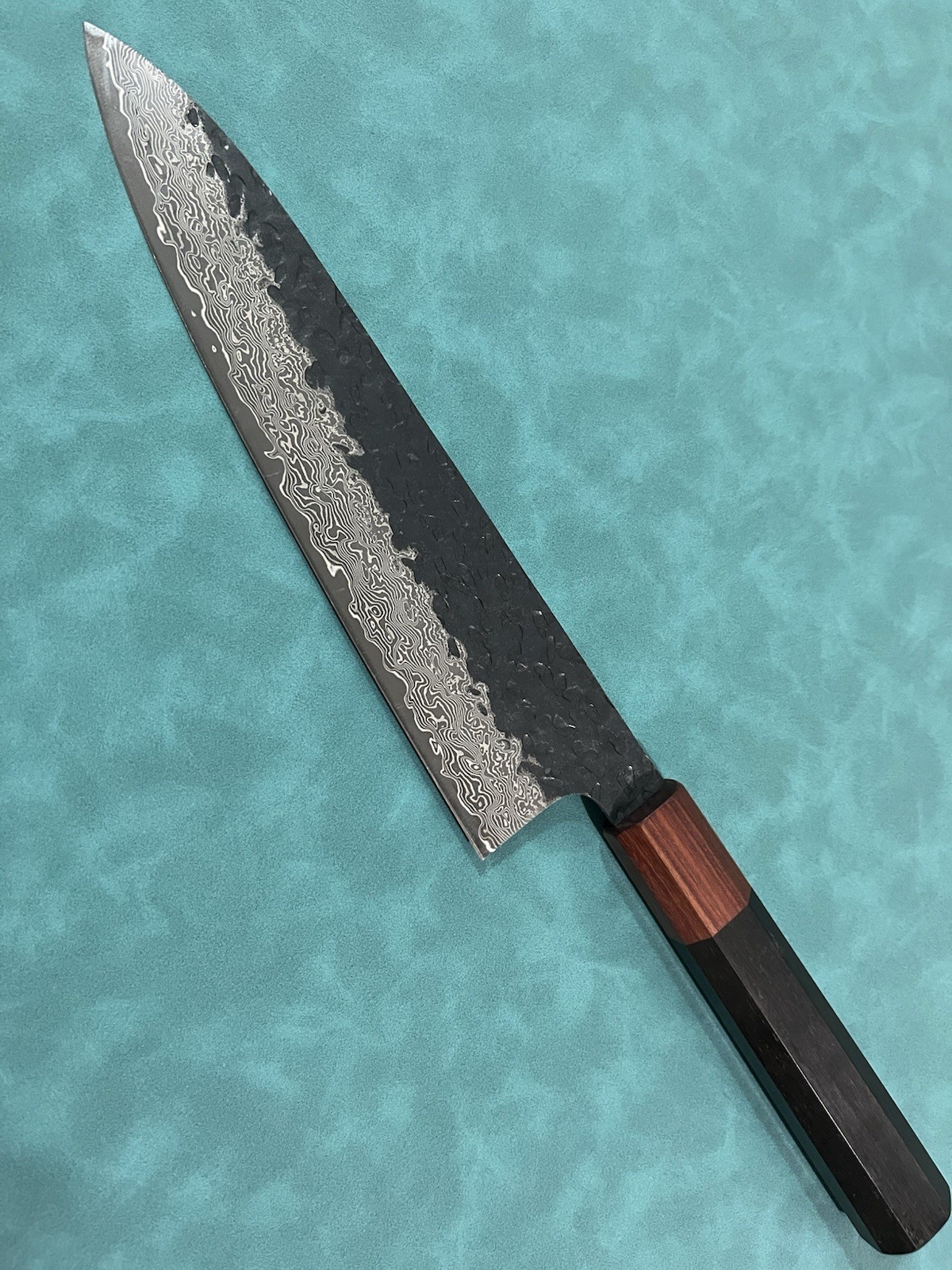 Japanese VG10 Damascus Gouty 210mm 8″ Hammered Kurouchi Chef Knife Meat Veg