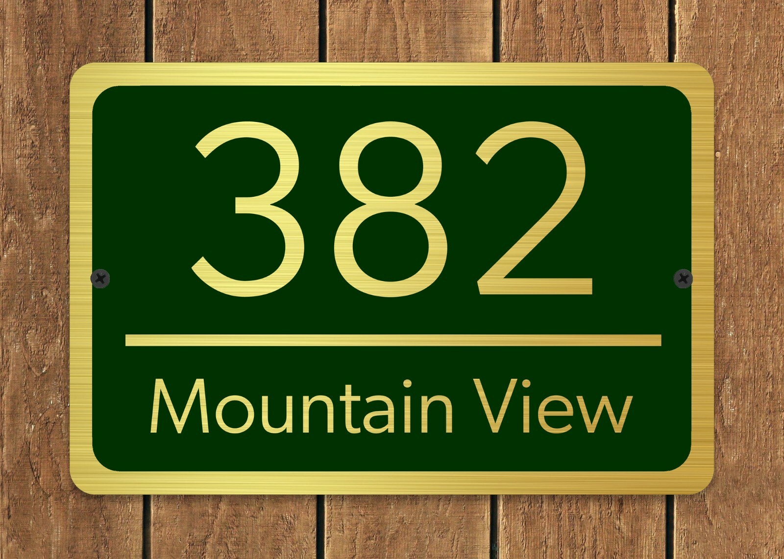 Customized Home Address Plaque Gold Text Metal 12″ x 8″ House Number Sign