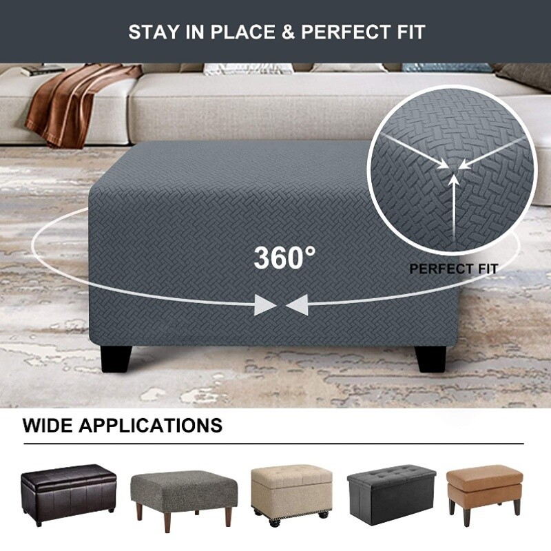 Elastic Stretch Rectangle Ottoman Cover Sofa Footstool Protector Slipcover 1pcs