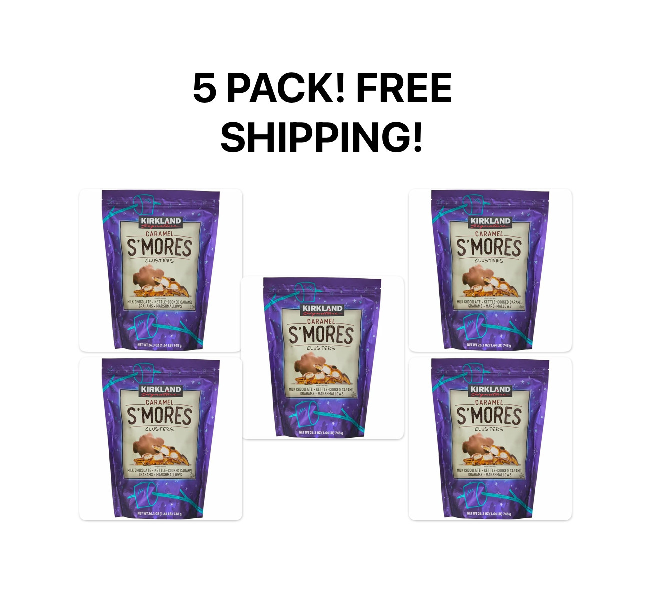 5 Pack! Kirkland Signature Caramel S’mores Clusters