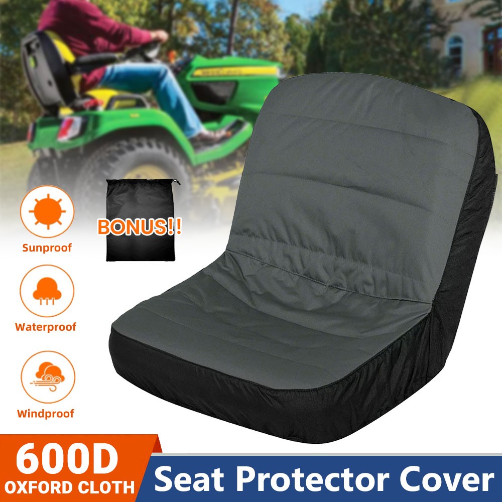 Universal Riding Lawn Mower Tractor Seat Cover Padded Comfort Pad Storage Gray
