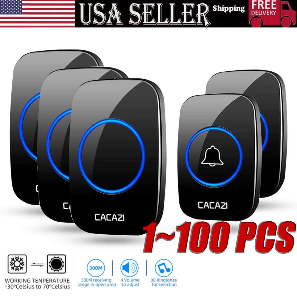 Wireless Doorbell Chime Waterproof Receiver Adjustable Volume 1000FT Kit USA