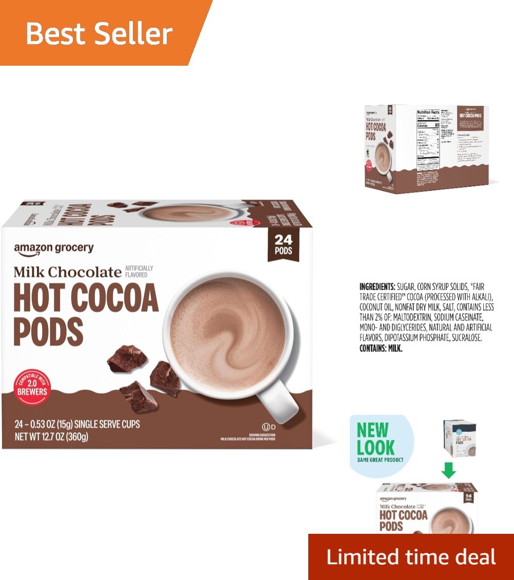 Decadent Milk Chocolate Hot Cocoa Pods – 24 Count, Kosher & Caffeine-Free