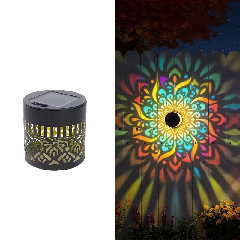 Solar Mandala Mosaic Lights 7 Color Changing Outdoor Solar Fence Decor Lamp