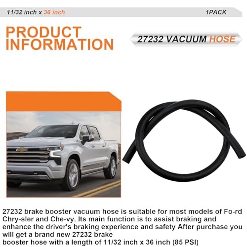 11/32 inch x 36 inch (85 PSI) Brake Booster Vacuum Hose Fits for Gates 27232