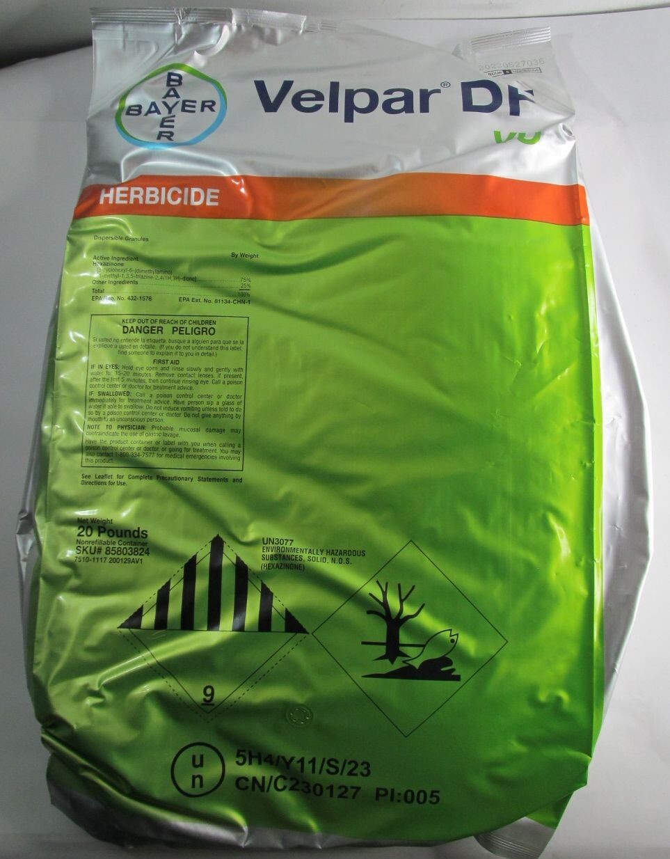 20-LB BAG BAYER VELPAR DF VU BROAD SPECTRUM WEED AND BRUSH HERBICIDE CONCENTRATE