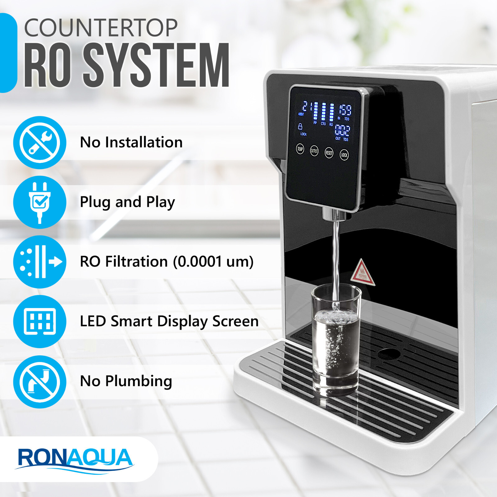 Countertop Reverse Osmosis Water Purifying Dispenser, Instant Hot Water
