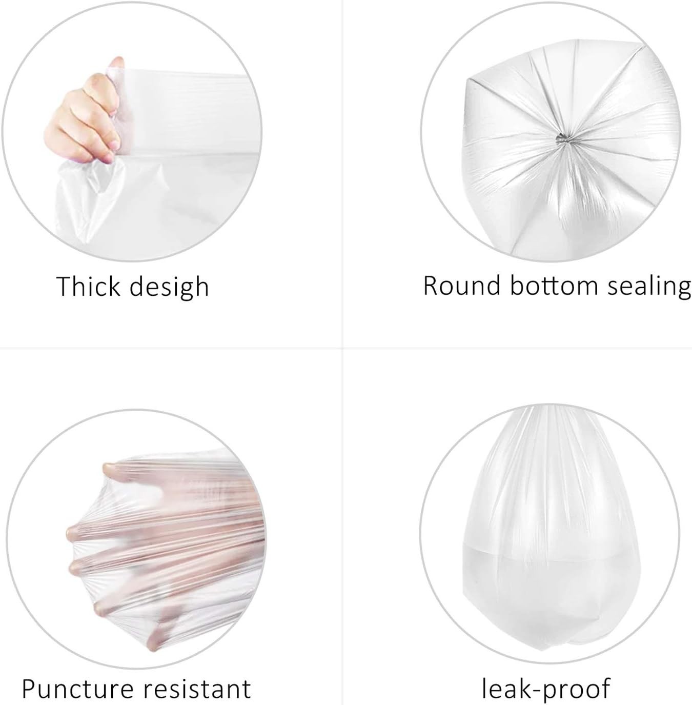 200 Counts 2 Gallon 1.8-2 Gal Small Trash Bags Garbage Bags by RayPard fit 1….