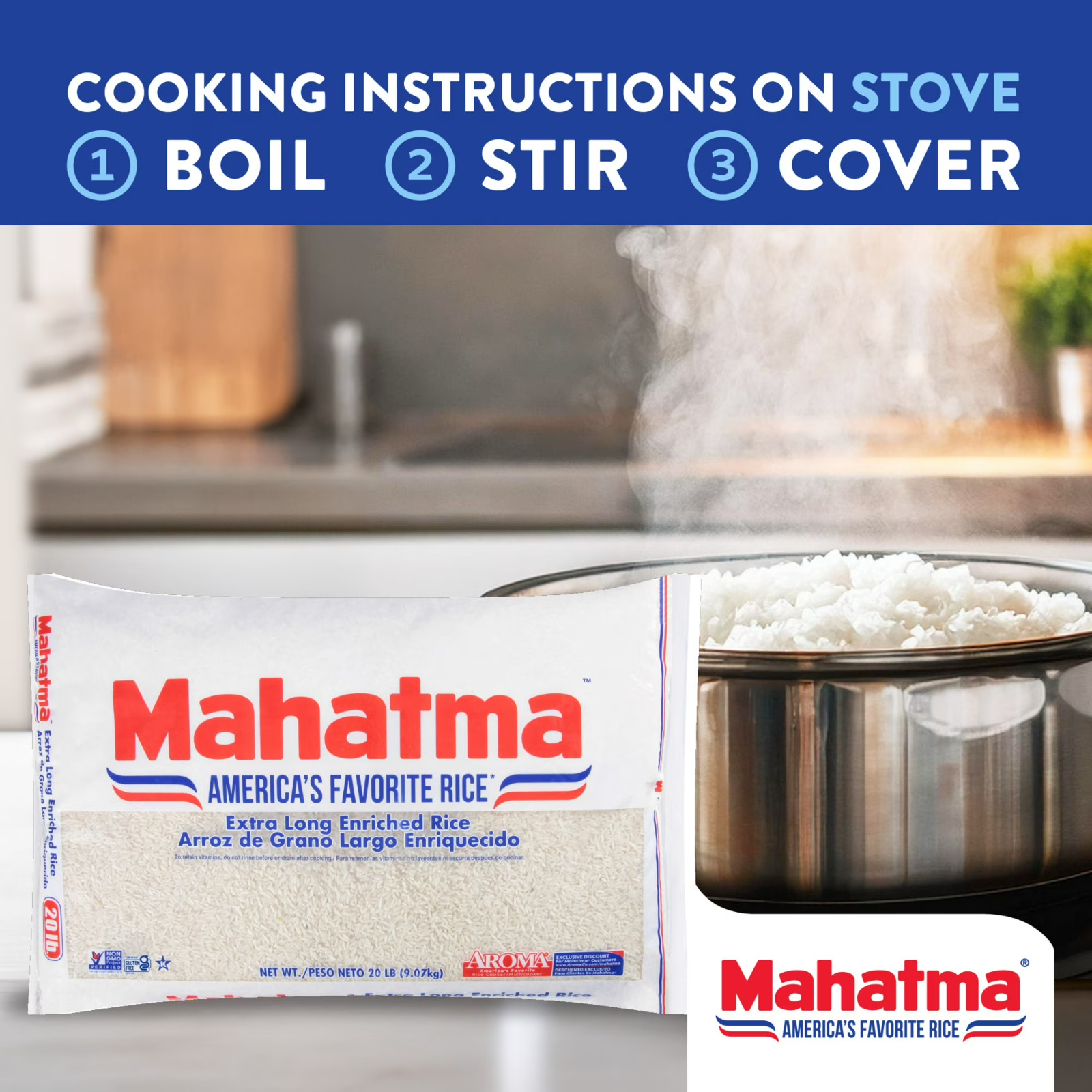 Mahatma Enriched Extra Long Grain White Rice 20 lb Bag
