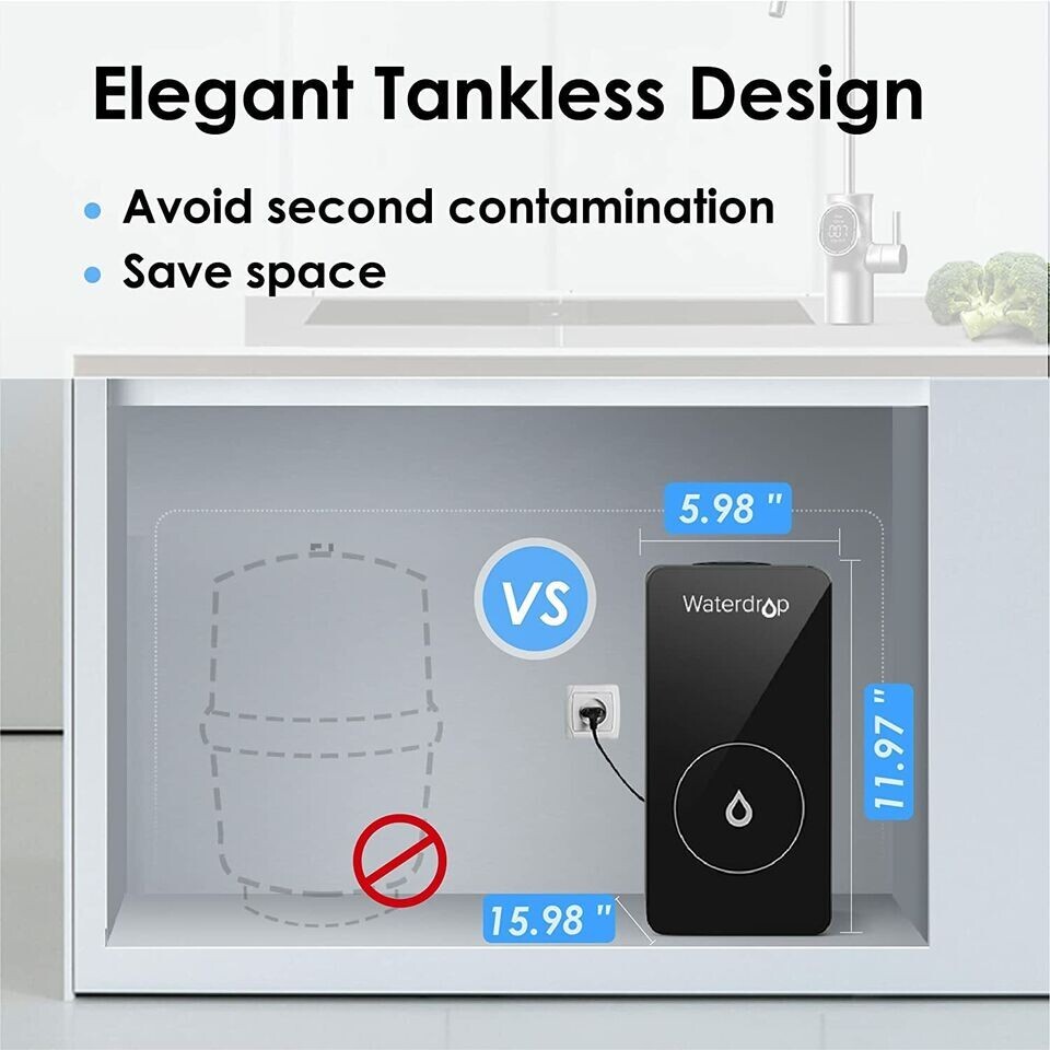 Waterdrop D6 Reverse Osmosis System,Tankless, 600 GPD-Certified Refurbished
