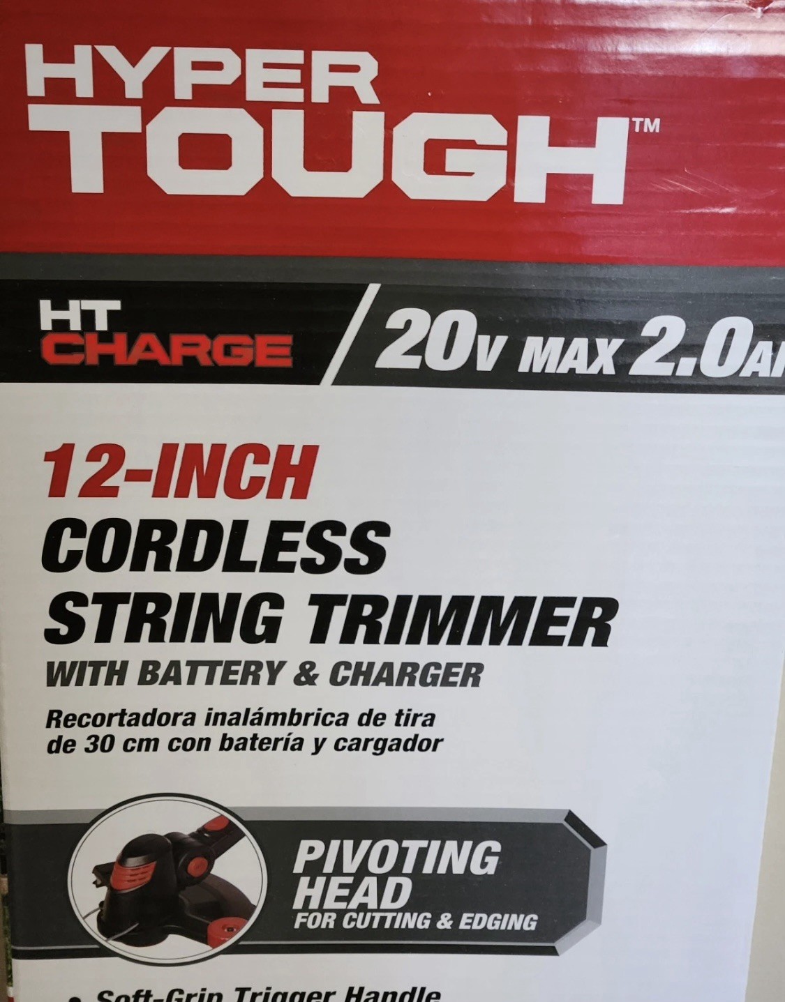 Hyper Tough 20V Max 12″ Cordless String Trimmer w Battery & Charger Weed Eater