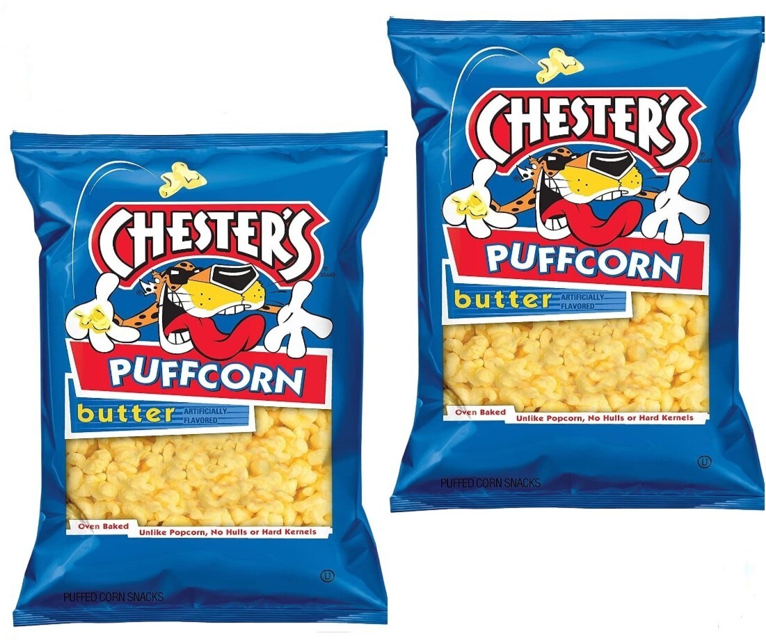 2 PACK – Chesters Butter Flavored Puffcorn 3.25 oz. (Total 6.5 oz.) We ship Fast