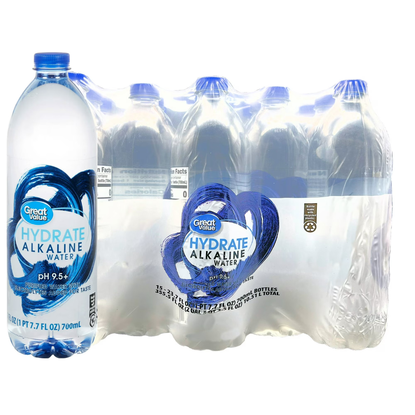 Great Value Hydrate Alkaline Water, 23.7 fl Oz, Bottle, 15 Count…