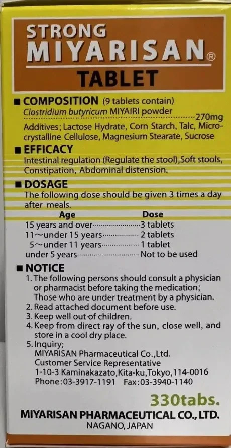 STRONG MIYARISAN 330-Tablet clostridium butyricum