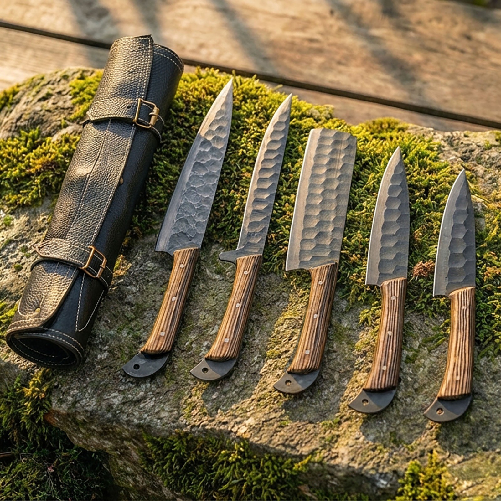 5-Piece Hand Forged Carbon Steel Chef Knife Set –Professional Kitchen Knives BBQ