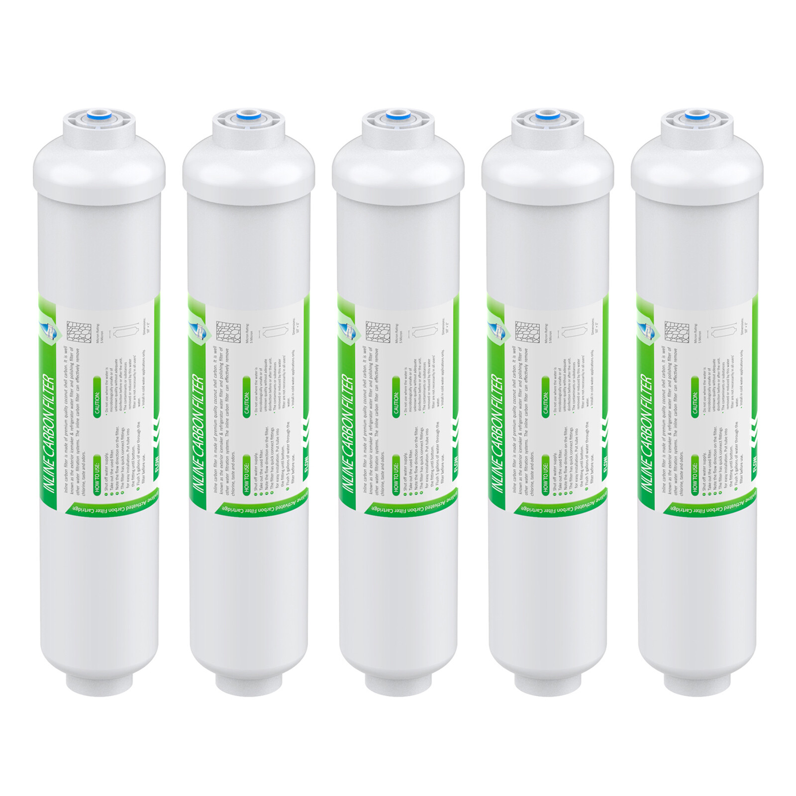 5 Pack Inline Post Carbon Water Filter 1/4″ Quick Connector Fridge Ice-maker