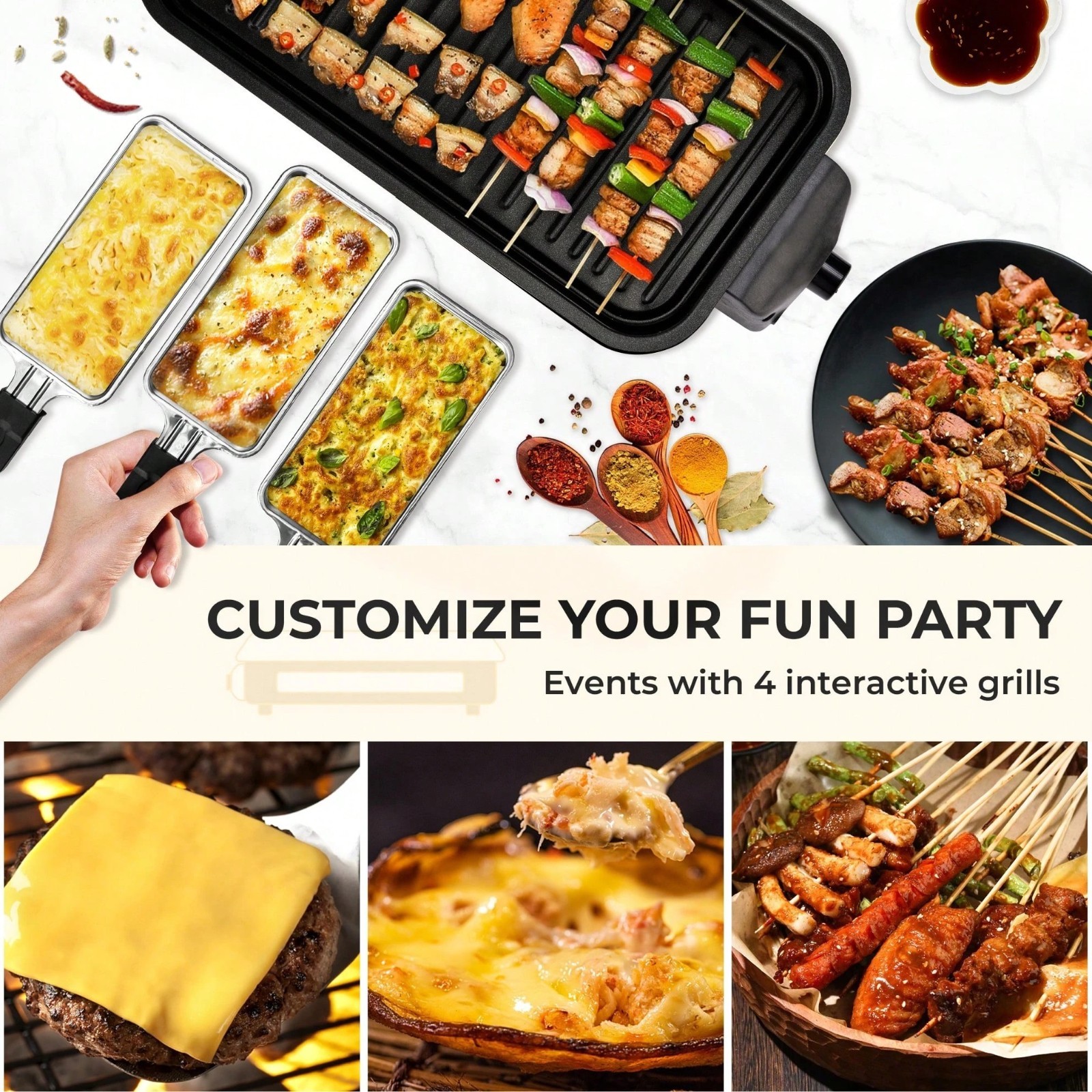 1500W 2-In-1 Electric Indoor Grill & Griddle with Non-Stick Removable Plates
