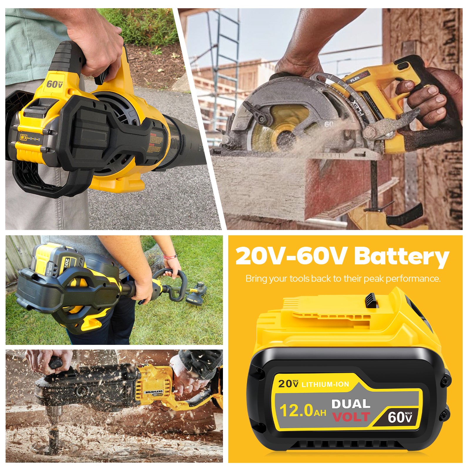 12Ah Battery For Dewalt FLEXVOLT 20V 60V MAX DCB206 DCB609 DCB606 DCB612 DCB204