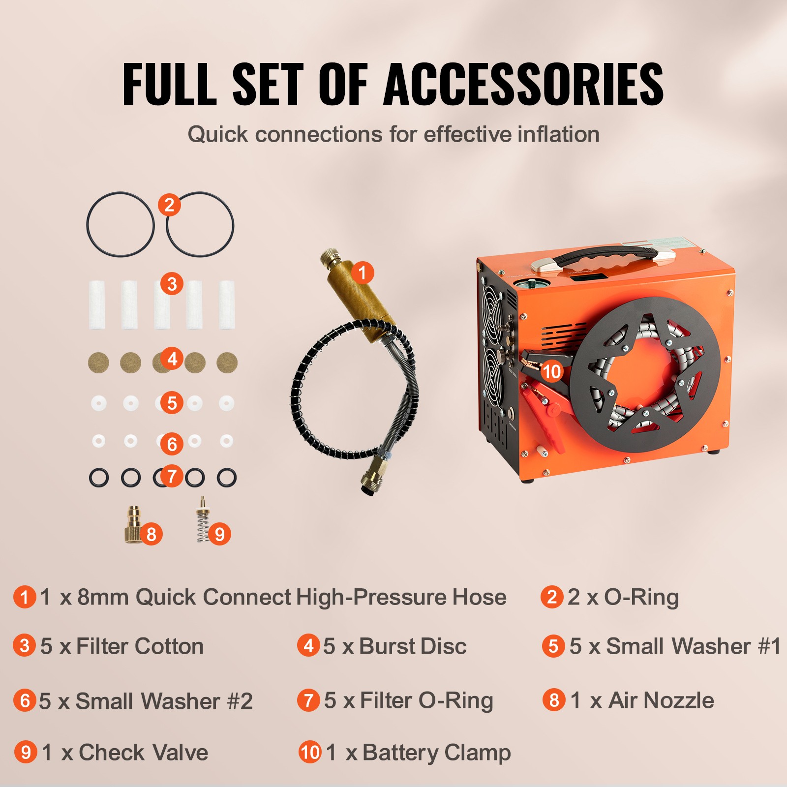 VEVOR PCP Air Compressor 4500PSI/30Mpa Built-in Converter DC12V/AC120V Auto-Stop