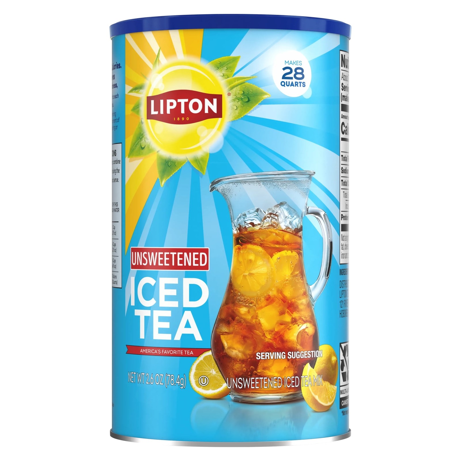 Lipton Caffeinated Unsweetened Instant Iced Tea 28 Quarts