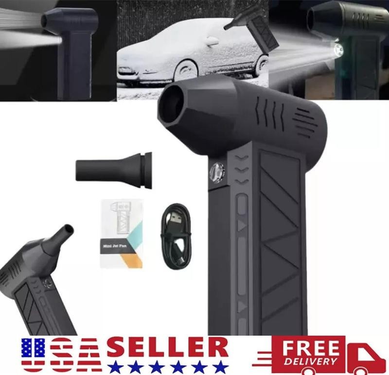 Mini Air Duster Jet Dry Blower Turbo Fan 130000RPM Cordless Electric Fan LED