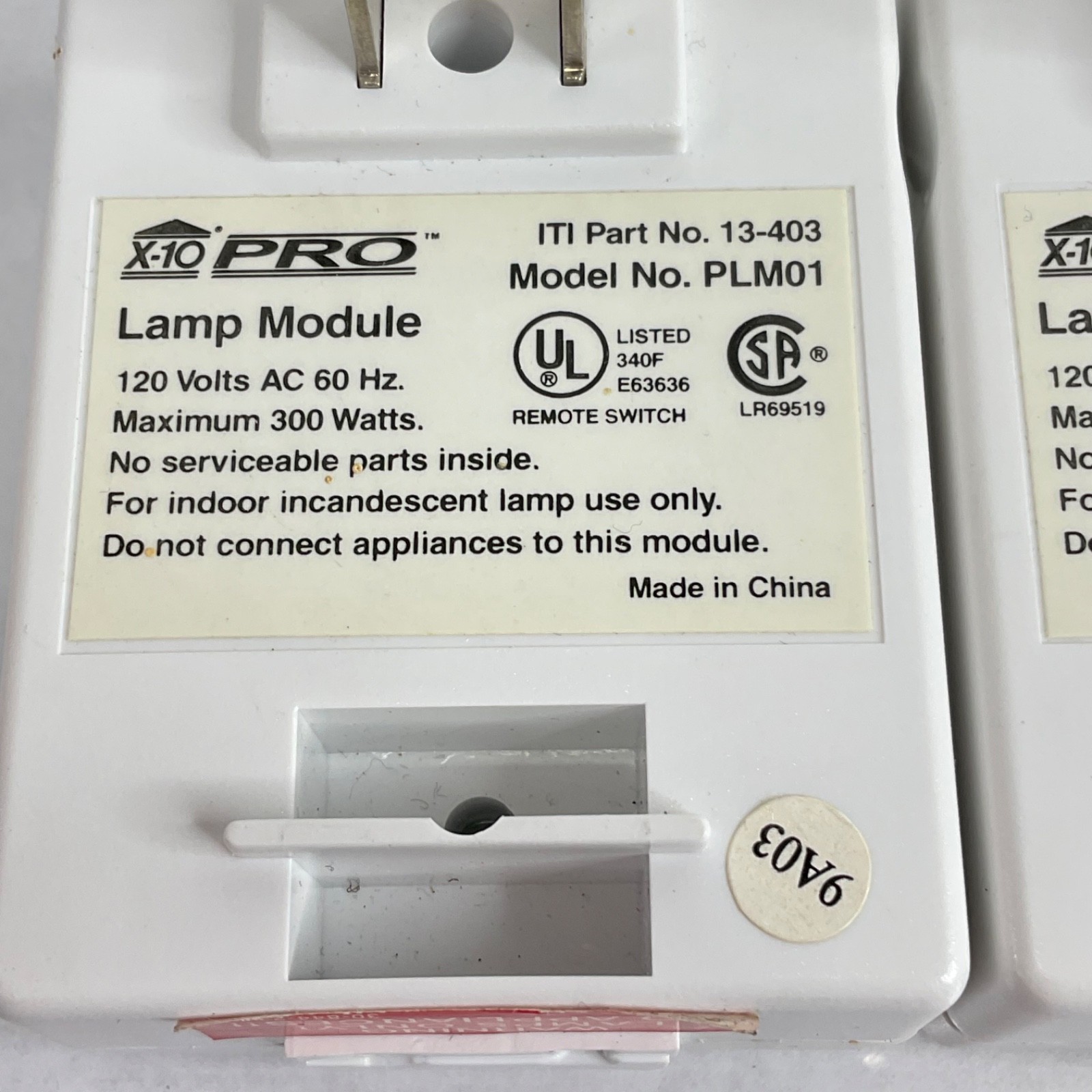X10 Pro Lamp Module PLM01 120 Volts 60 Hz Mx 300 watts Lot of 2