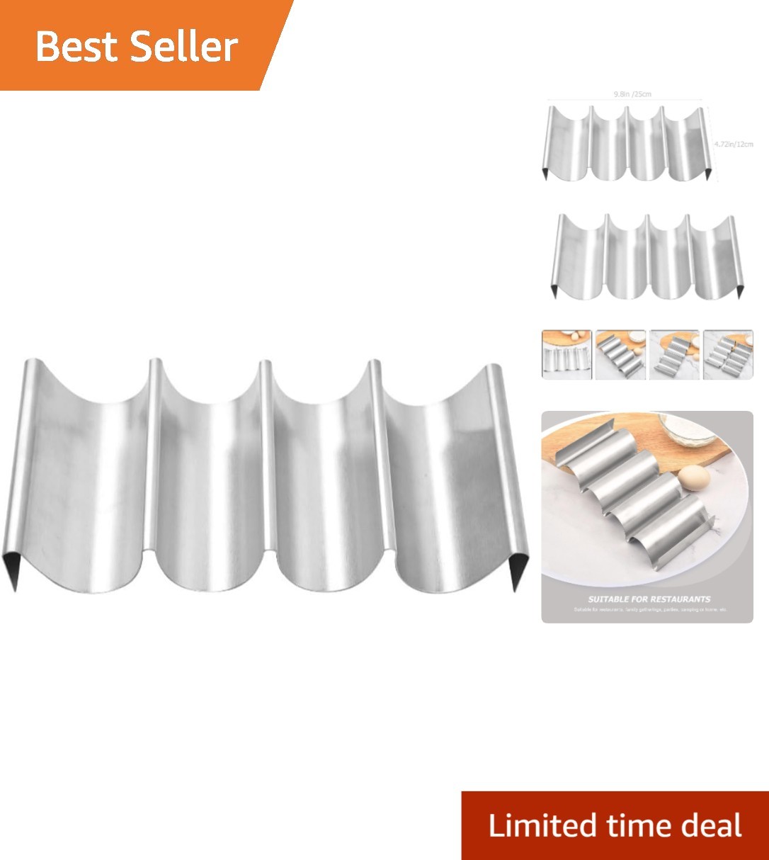 Compact 9.84in Stainless Steel Taco Rack – Perfect for Parties and Outdoors