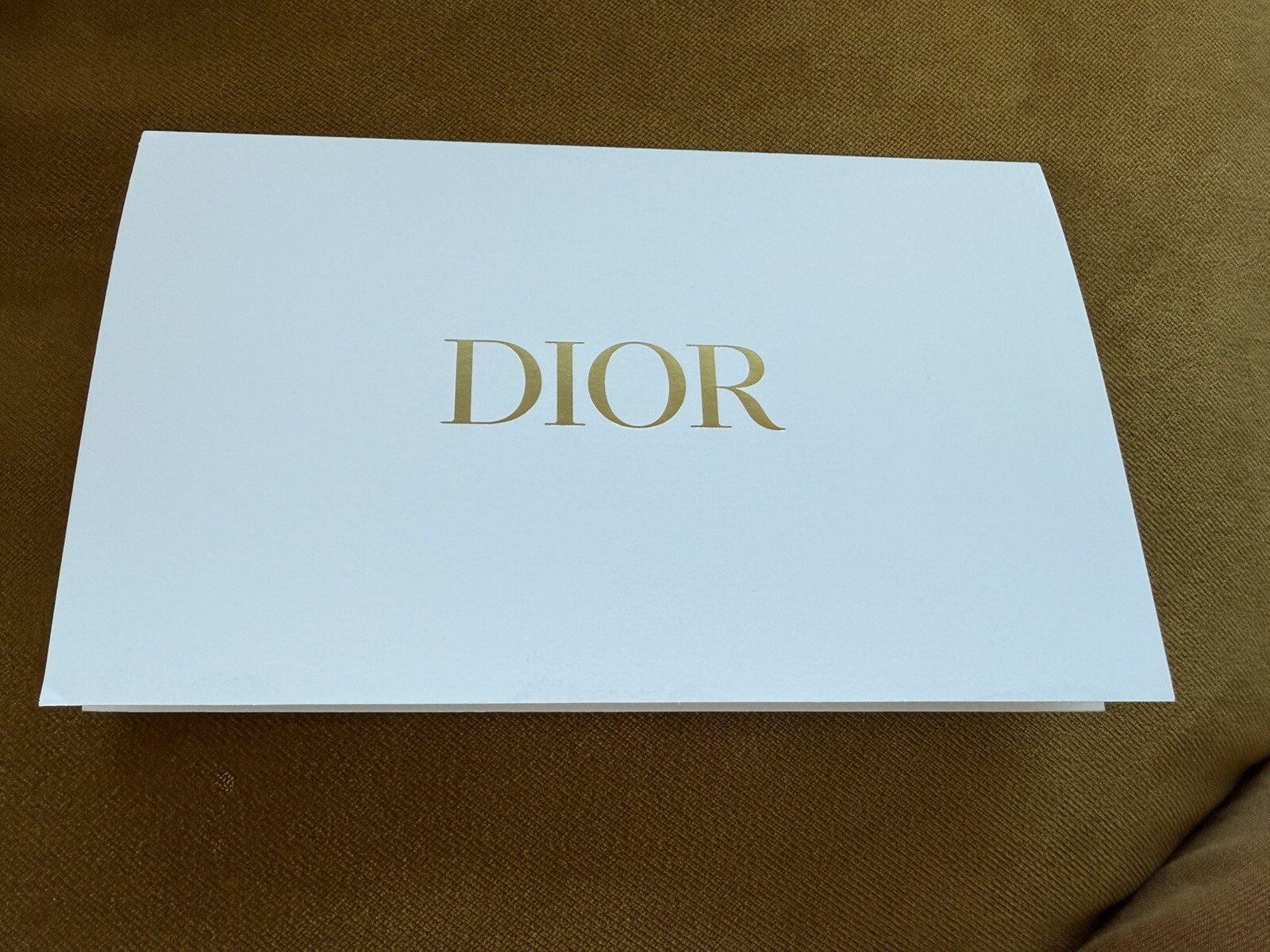 NEW Dior White Designer Gift Card Envelope Receipt Holder 7×4.25in Gold Logo Tag