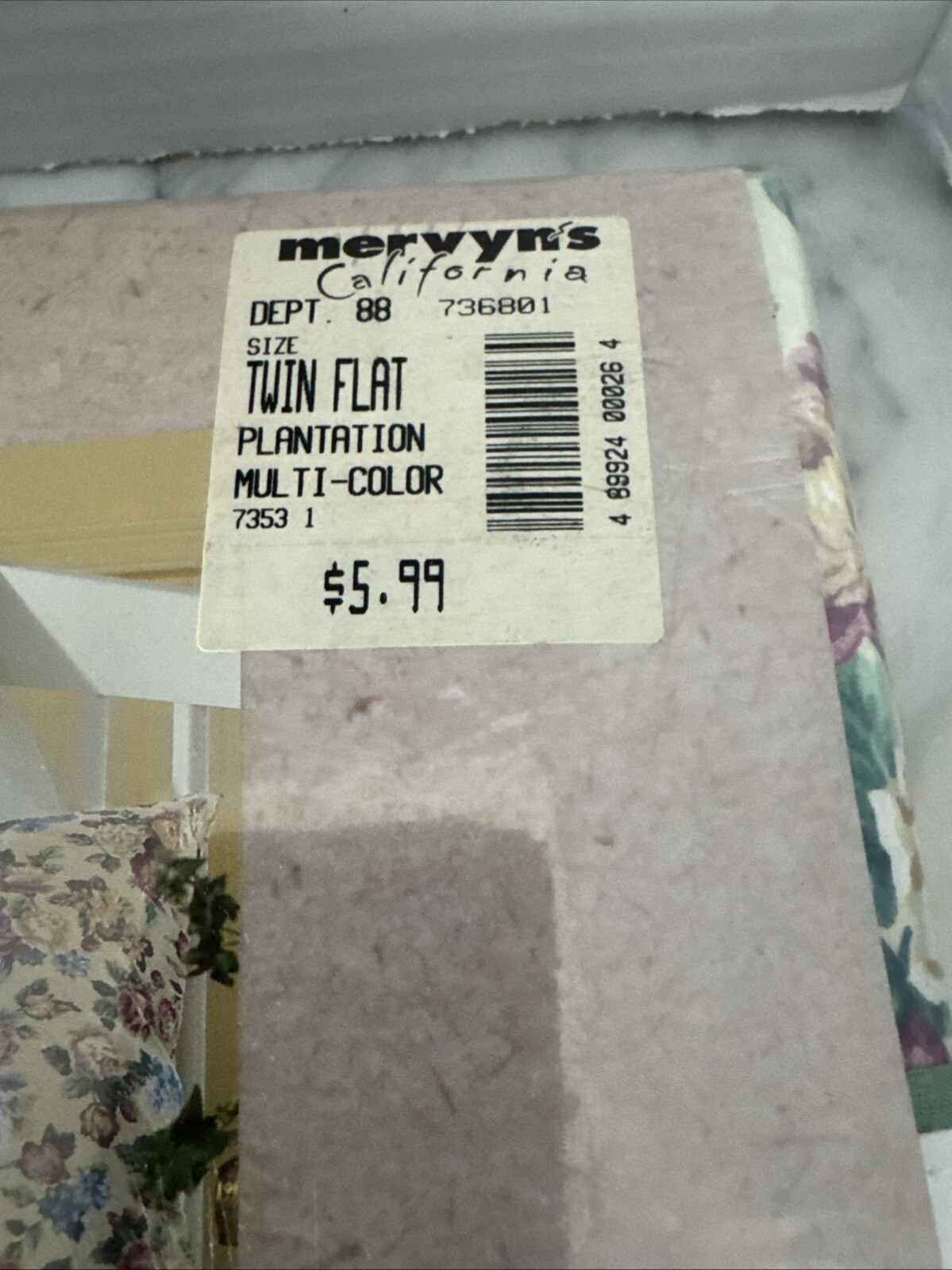 Vintage Caress Twin Flat Sheet Ashlee Percale NEW USA 39 X 76 in