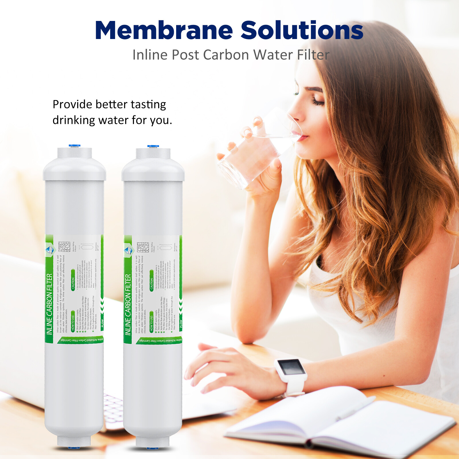 4 Pack Inline Post Carbon Water Filter Purifier Quick Connect 1/4″ T33 10″ x 2″