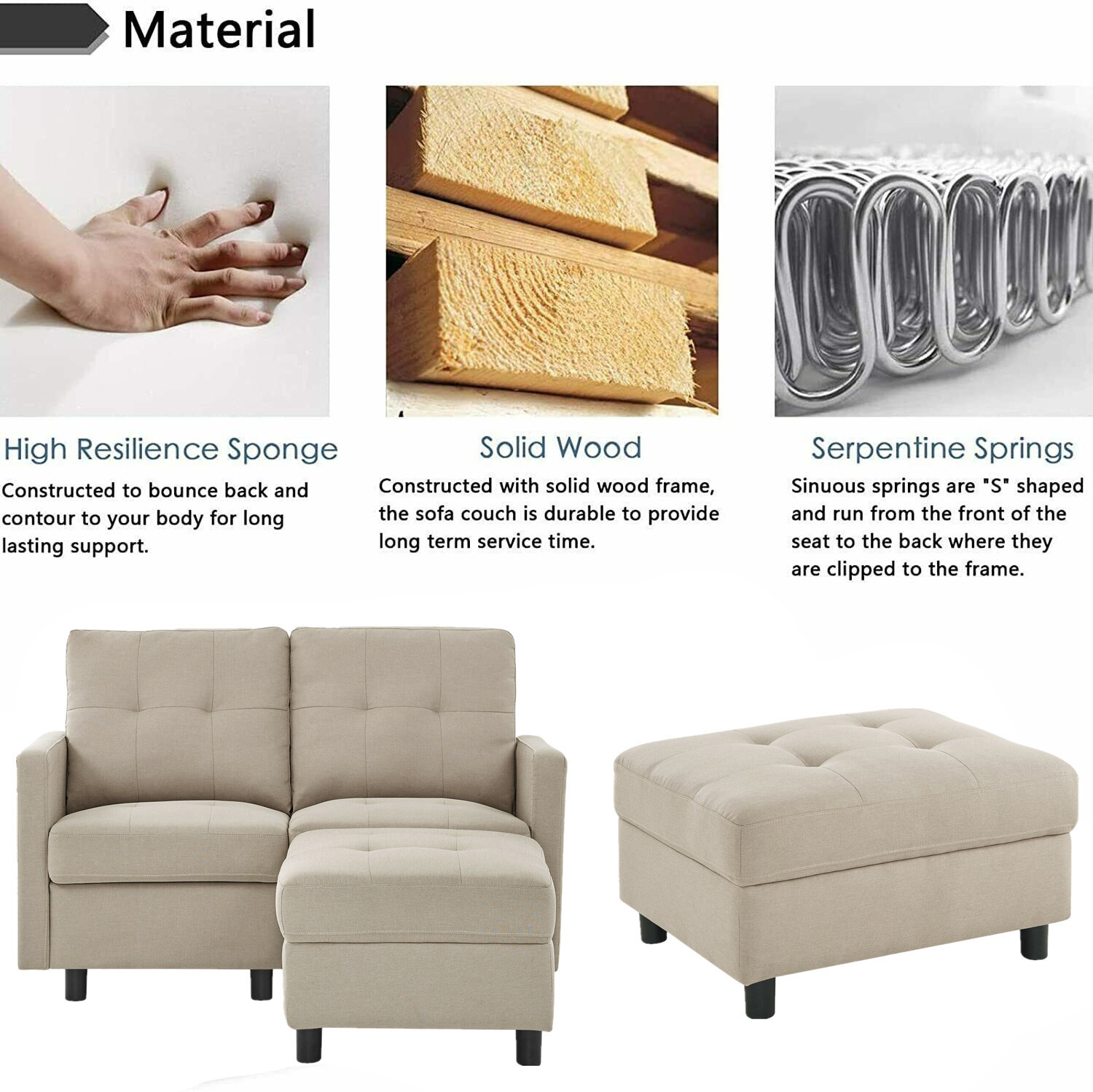 Contemporary Modular Sectional Sofa Modern Living Room Furniture Set DIY Couch