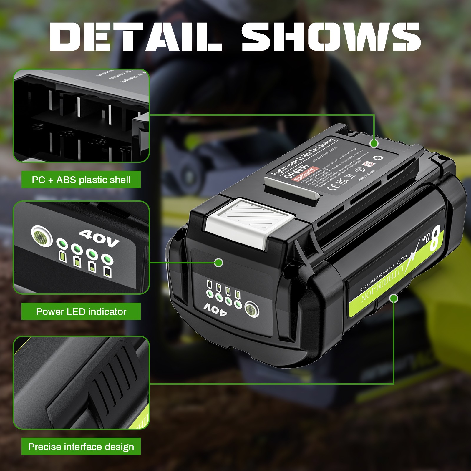 For RYOBI 40V OP4050 Lithium-Ion 8.0Ah OP4050 High Capacity Battery /Charger