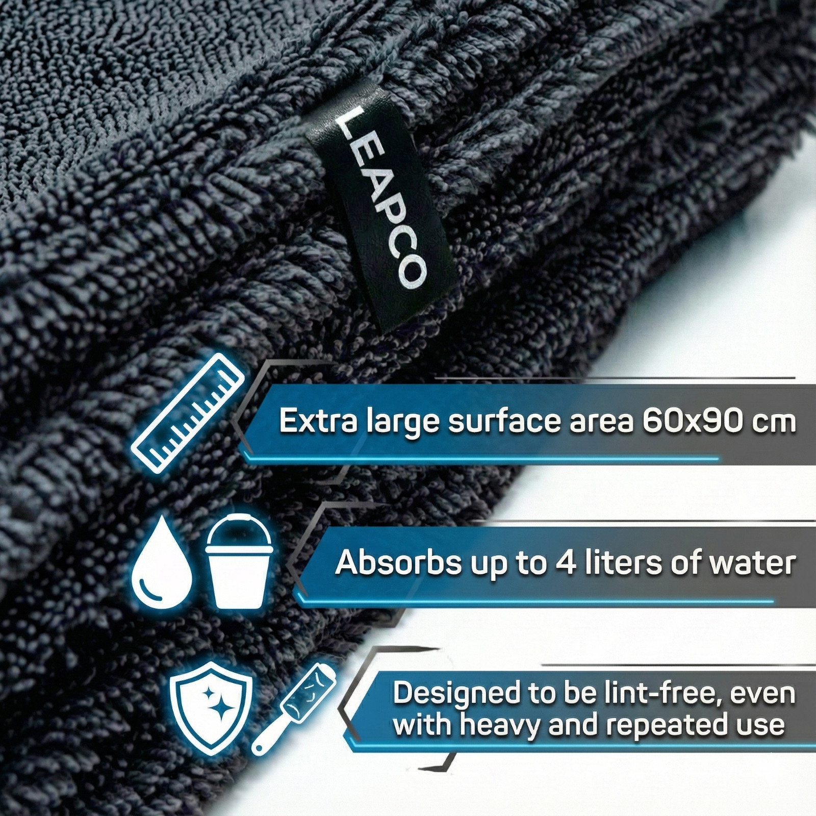 1300 GSM 24″*36″ Twisted Loop microfiber car drying towel