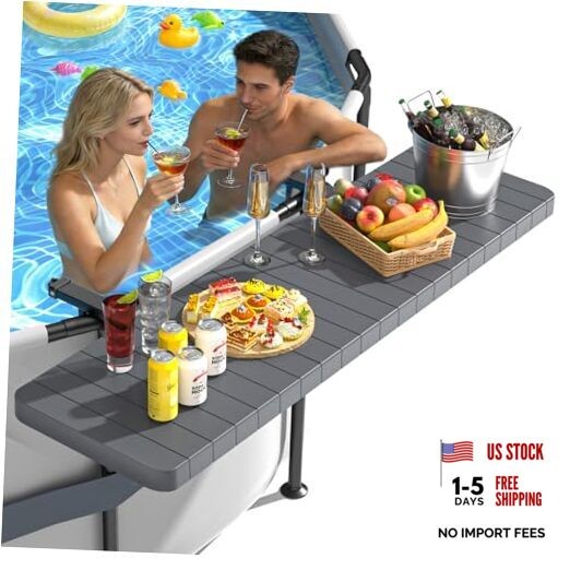 Pool Bar, Above Ground Poolside Bar Table, 49.4×9.6″ Stable & Large Dark Gray