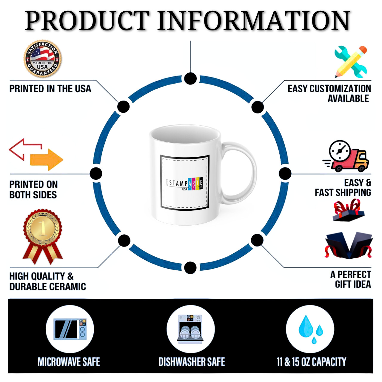 Personalized mug with text photo name logo personalized gift funny coffee mug 07