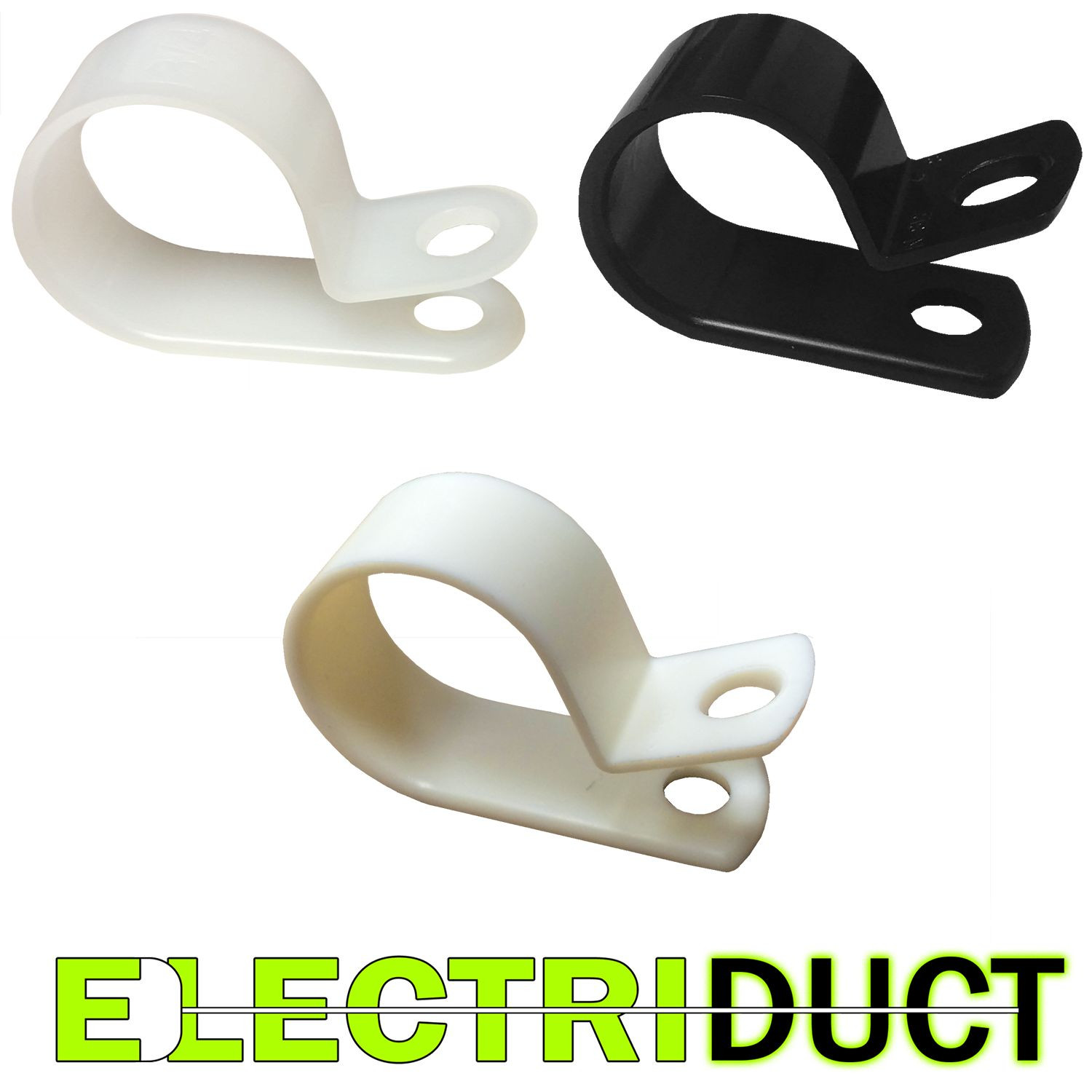 Plastic Nylon Cable Clamps – 0.25″ to 1.5″ – White – Black – Beige