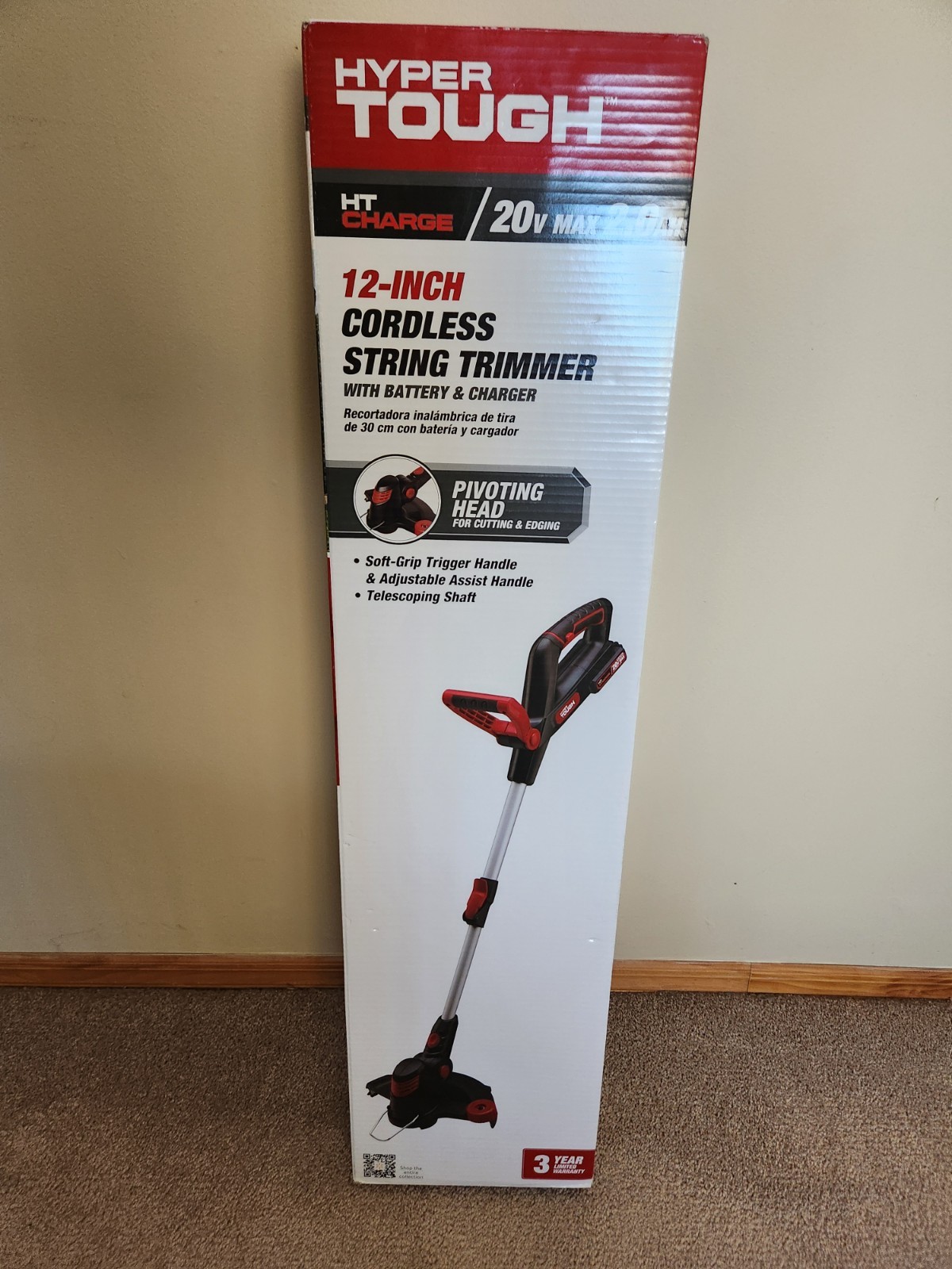 Hyper Tough 20V Max 12″ Cordless String Trimmer w Battery & Charger BNIB