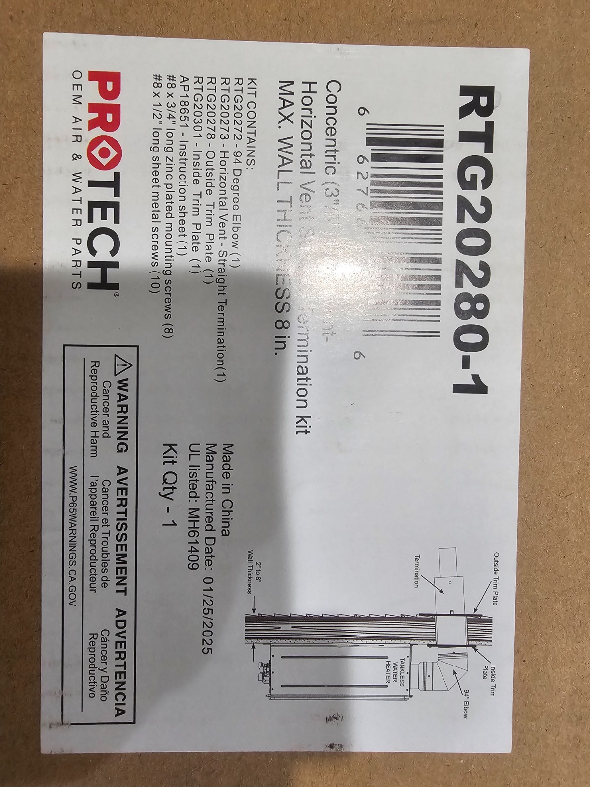 Rheem ProTech Stainless Steel 3 in. x 5 in. Horizontal Vent-Straight Termination