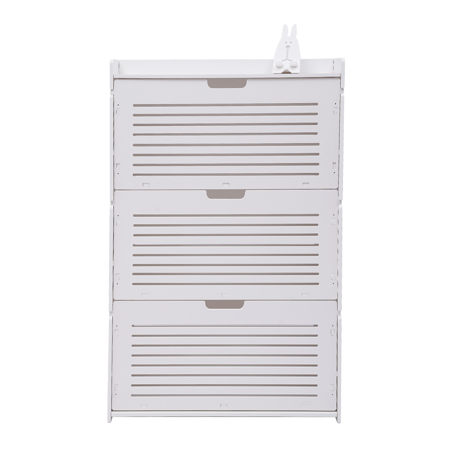 27.56*6.69*42.91in White PVC 3 Layer Freestanding Storage Shoe Cabinet Organizer