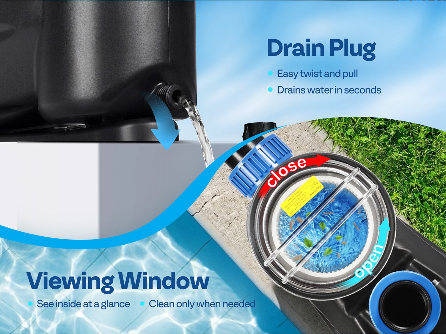 1.5/2.0/2.5HP Self Primming Swimming Pool Pump w/ Timer for in/Above Ground Pool